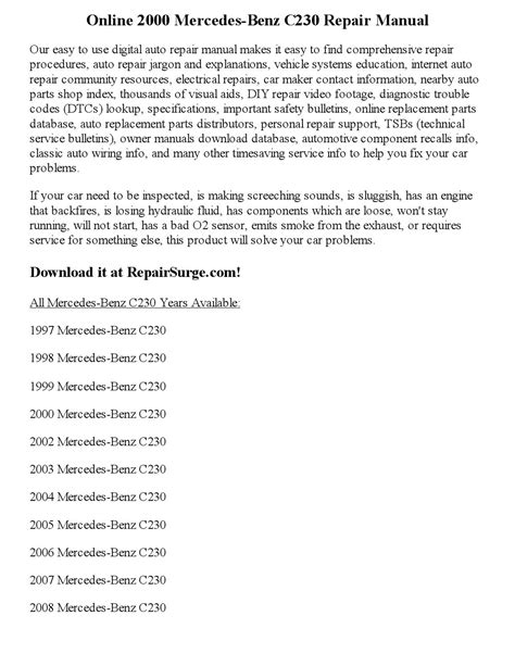 Vehicle wiring diagrams includes wiring diagrams for cars and wiring diagrams for trucks. 1998 Mercedes C230 Parts Diagram | Reviewmotors.co