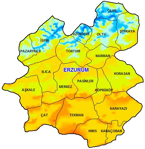 Erzurum ve i̇lçeleri arası mesafeler. Erzurum Güneş Enerjisi Potansiyeli Haritası