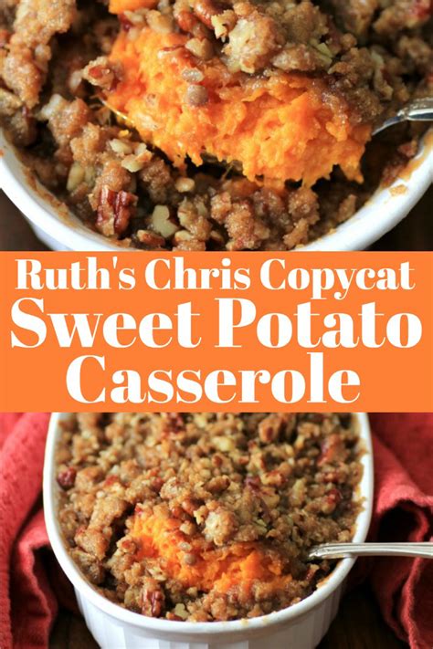 Crab cakes were seasoned well, very tasty, my brothers porterhouse steak was tender juicy cooked to perfection. Ruth's Chris Copycat Sweet Potato Casserole Recipe | Sweet potato recipes casserole, Ruths chris ...