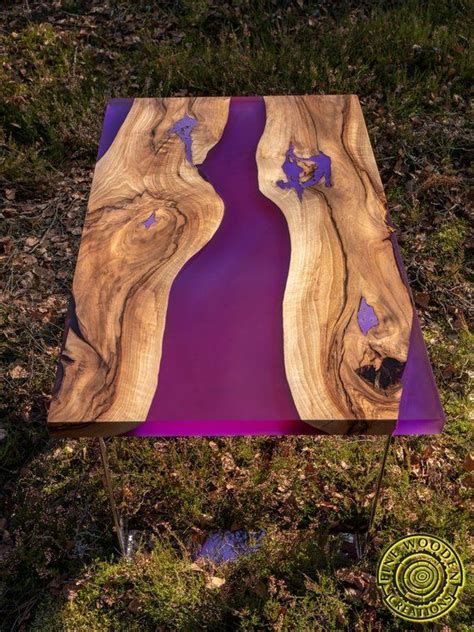 5 out of 5 stars. Deep purple resin coffee table with glowing resin | Etsy ...