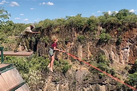 Bridge swing in victoria falls and freefall 80 meters into the batoka gorge and over the mighty zambezi river. Gorge swing - Victoria Falls, Zimbabwe