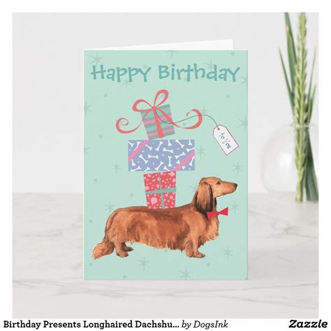 Dachshund clipart black and white. Birthday Presents Longhaired Dachshund Card | Zazzle.com ...