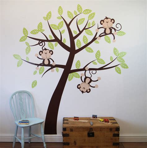 Our tree wall stickers are easy to apply and remove and do not damage the surface. childrens cheeky monkey tree wall stickers by parkins ...