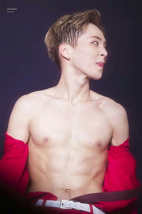 *breaks the law of gravity with dem abs*. Exo Xiumin Abs k-pop korean k-idol sexy men beautiful ...