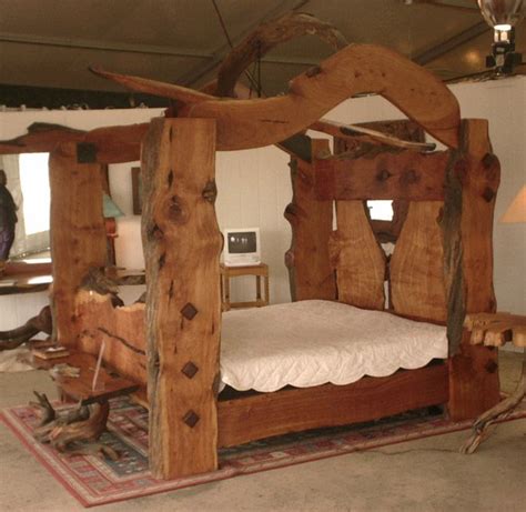 We are very happy with the quality and the way they turned out. canopy bed plans | Log Home Living Article: Live Edge ...