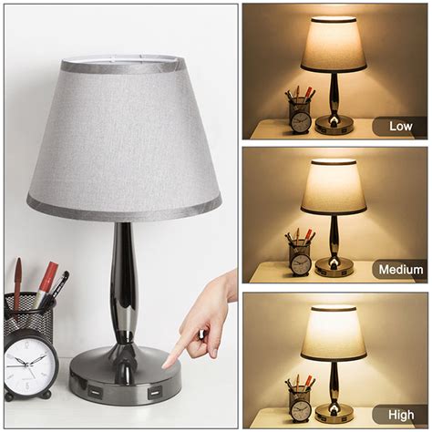 Check spelling or type a new query. 3-Way Dimmable Grey Touch Table Lamp for Bedroom with USB ...