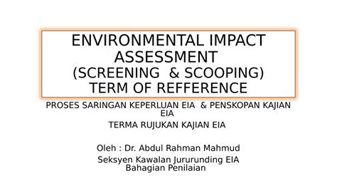 Please send comments on this feis to either: (PDF) ENVIRONMENTAL IMPACT ASSESSMENT - Screening ...