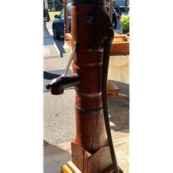 Antique french decorative water pump that could be made functional again, or simply be used as a garden ornament. ANTIQUE WOOD HAND CRANK WATER PUMP