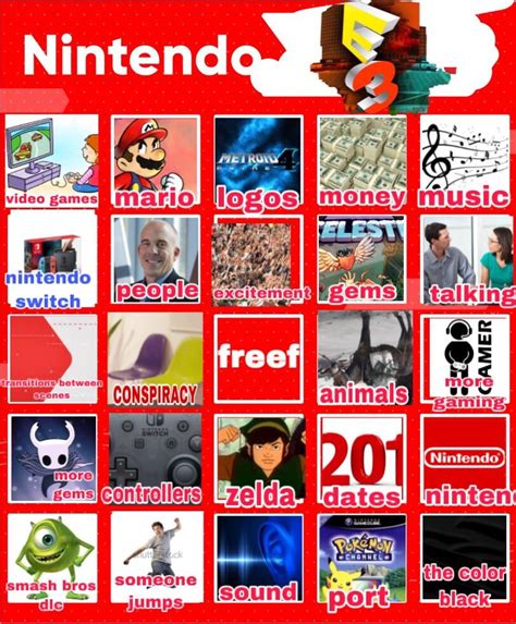 But the thing is i probably went too far with the guesses and i will have like 12 of the boxes left because this is my first bingo. I think my Nintendo E3 bingo card is a real winner : tomorrow