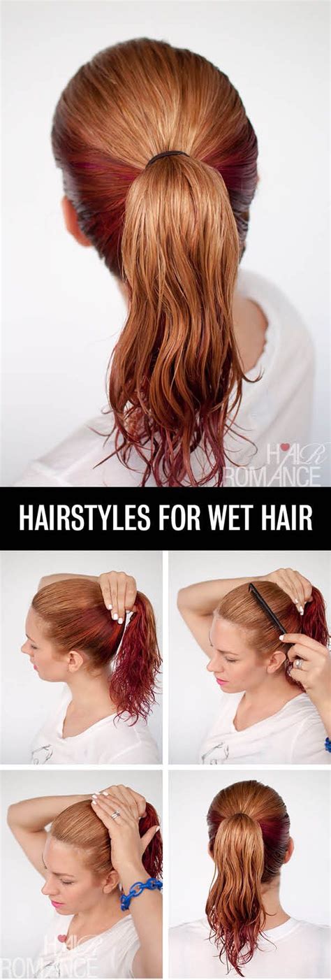 Great for those who love taking a shower right before. Get ready fast with 7 easy hairstyle tutorials for wet ...