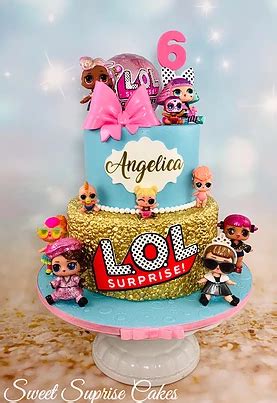 Lol surprise cake hi there ! LOL Surprise Doll Cake Gold Glitter Hot Pink Bow Birthday ...