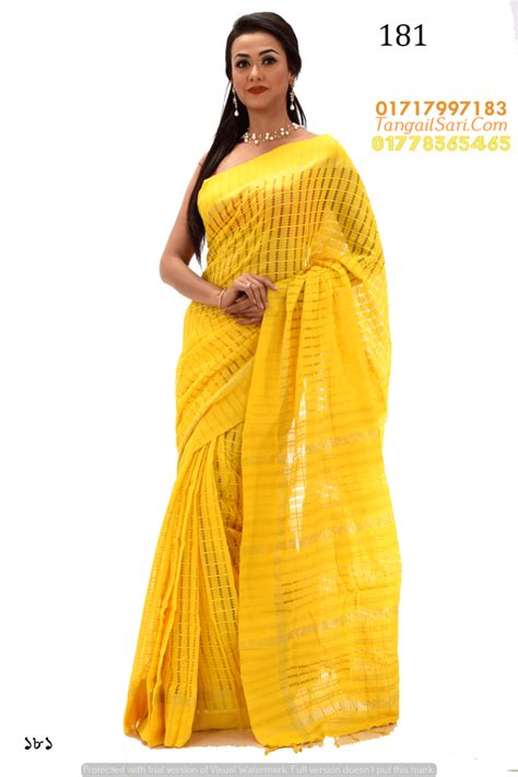 Pin by Tangail Sari.Com on Gaye Holuder Yellow Saree Design | Saree, Jamdani saree, Blouse piece