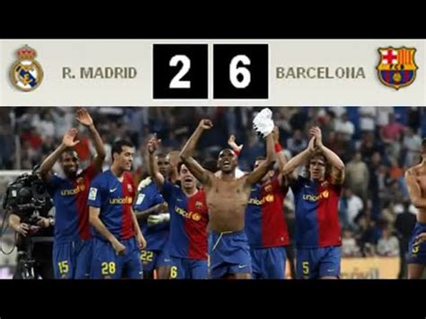 We can't talk about the best win versus real madrid without talking about the first win against real madrid in la liga. REAL MADRID 2 - BARCELONA 6 (02 May 2009) AUDIO SER - YouTube