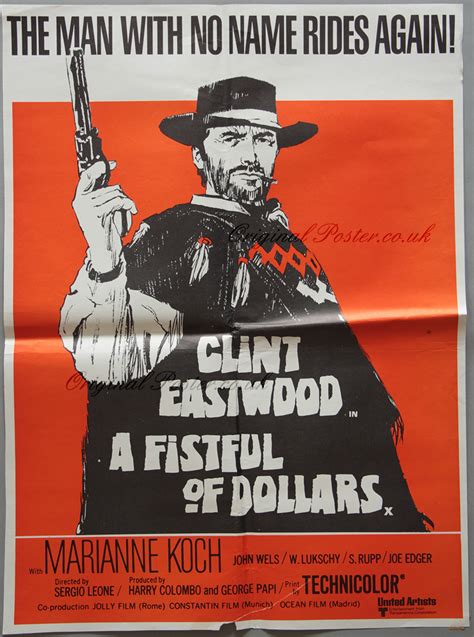 Per un pugno di dollari) is a 1964 film about a wandering gunfighter playing two rival families against each other, the rojos and baxters. A Fistful of Dollars, Original Vintage Film Poster ...