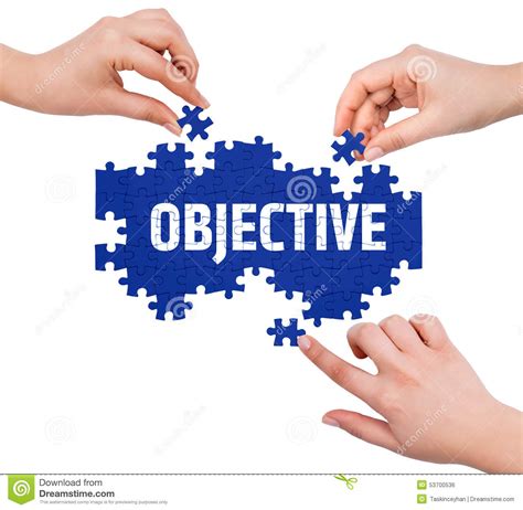 Hands With Puzzle Making OBJECTIVE Word Stock Photo - Image: 53700536