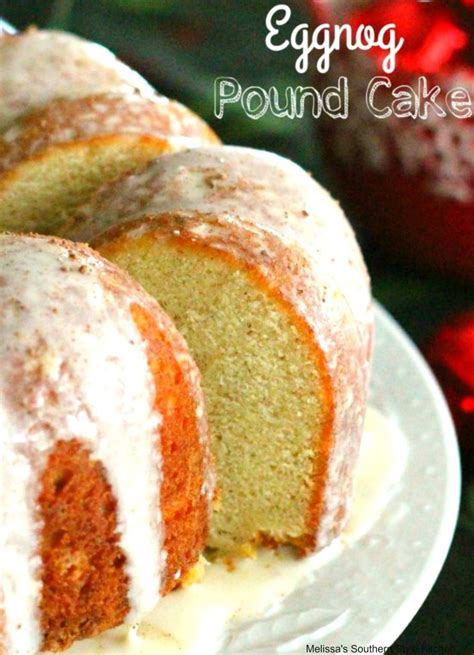 I put icing on mine.vanilla or butter cream and then sprinkle with a cinnamon sugar mixture. Eggnog Pound Cake - melissassouthernstylekitchen.com
