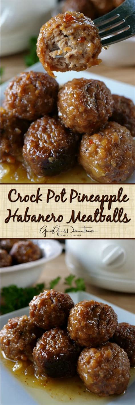Make a pork roast in a crock pot. Crock Pot Pineapple Habanero Meatballs - Great Grub, Delicious Treats