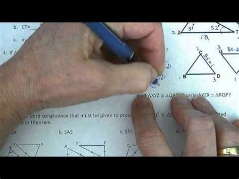 1 invented 2 sold 3 walked 4 left. GEOMETRY Review Test 5 4 5 and 6 Congruent Triangles - YouTube