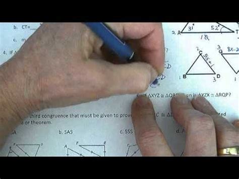 Sss , sas , asa , aas and hl. GEOMETRY Review Test 5 4 5 and 6 Congruent Triangles - YouTube