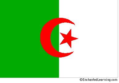 The flag consists of a red star and crescent centered on a. Algeria's Flag - EnchantedLearning.com