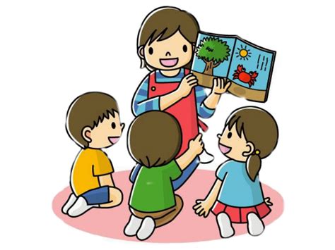 Ilustración de mujer y cinco niños, maestro de educación física, aula escolar, dibujos animados para niños png clipart. ClarissaB2