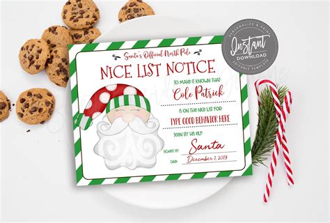 Choose a gift certificate template to modify. EDITABLE Santa's Nice List Notice, Santa Letter, Christmas ...