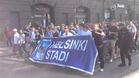 In 1972 the hockey section separated to independent club helsingin jääkiekkoklubi. Procession of the HJK Helsinki soccer fans in Tallinn, 24 ...