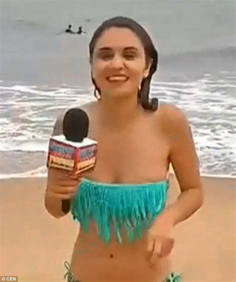 Get protected today and get your 70% discount. Chilean reporter's bikini pulled down by wave on TV in ...