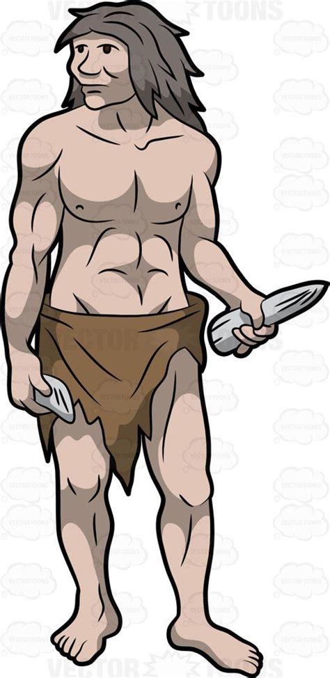 Illustration eps10 vector cartoon of the long straight blonde hair stock illustrations. A Caveman Holding Some Stone Tools | Prehistoric man, Long ...