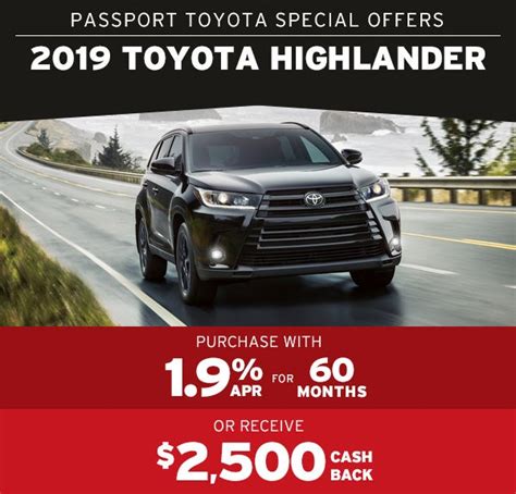 On the street of auth way and street number is 5001. Receive up to $2,500 Cash Back on a Toyota Highlander at Passport Toyota - Passport Toyota Blog