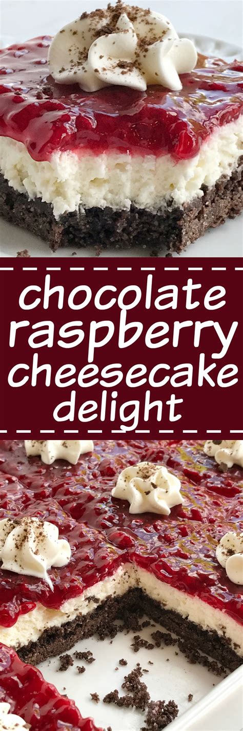 All you have to do on serving day is add the topping and raspberries. Chocolate Raspberry Cheesecake Delight - Together as Family