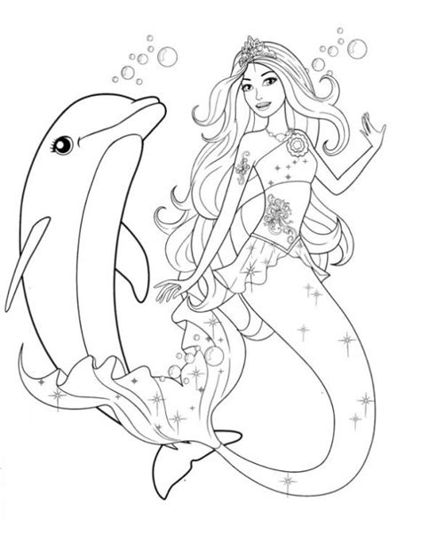 Beautiful princess holding a flowers bouquet coloring page. Girls Coloring Pages Barbie Mermaid And Dolphin | 00 ...