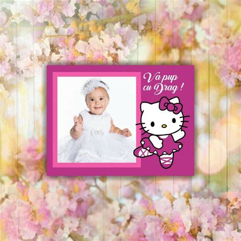 Hello kitty hordeng pintu model smokring 1 pasang. Magnet Personalizat Marturie pentru Botez cu Hello Kitty