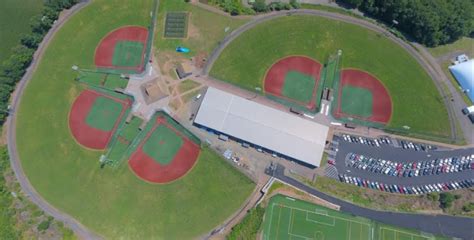 This is a view outside at the ct sportsplex in north branford during spring slowpitch softball season. Baseball : 2020 Tournament : Connecticut Sportsplex Baseball