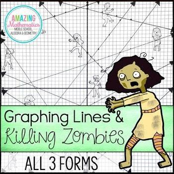 A thorough understanding of how to use the slope and one or two points to write the equation of line in slope intercept form. Graphing Lines & Zombies ~ Graphing in All 3 Forms of ...