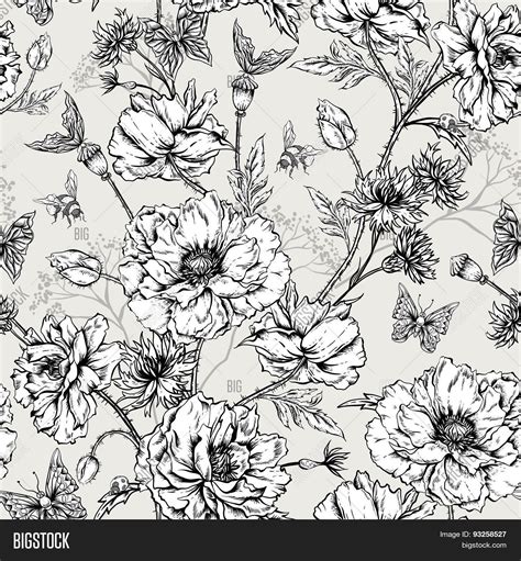 Check spelling or type a new query. Summer Monochrome Vintage Floral Seamless Pattern with ...