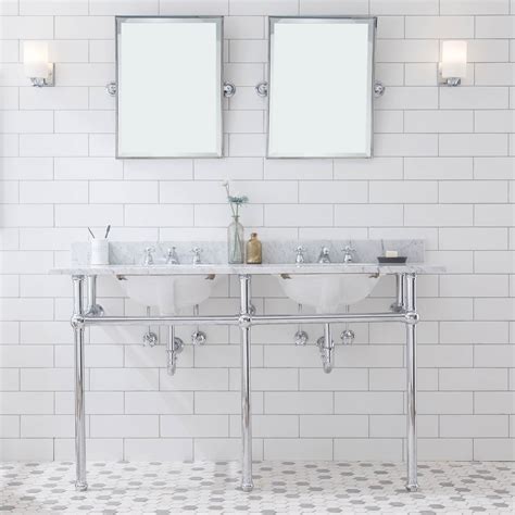 Amazing gallery of interior design and decorating ideas of hutton double washstand in bathrooms by elite interior designers. 60" Wide Double Wash Stand Only in Chrome Finish