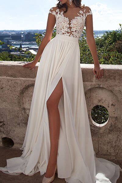 But selecting a beach wedding dress can be a surprisingly tricky task. Ivory Lace Beach Wedding Dresses,Front Slit See Through ...