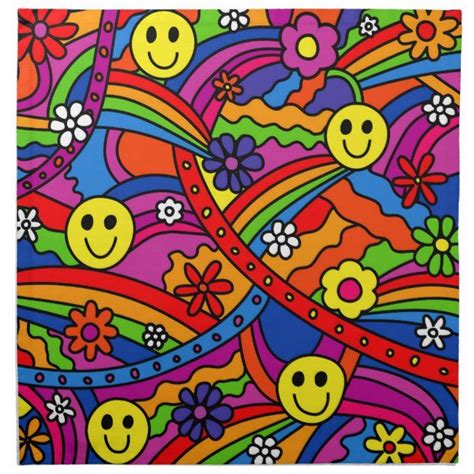 Maybe you would like to learn more about one of these? Face Rainbow and Flower Hippy Pattern Napkin | Zazzle.com ...