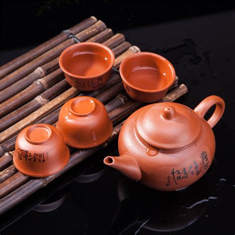 Harga wuyi classic chinese tea set teko cangkir teh kopi ceramic teapot gift. Exquisite 5 PCS Asian Chinese Calligraphy Design Purple ...