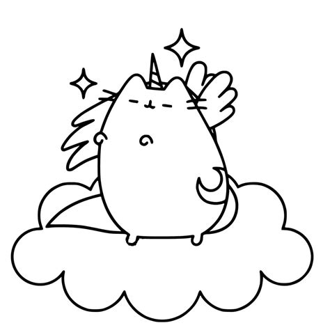 Pusheen riding a unicorn coloring page print. Pusheen Coloring Pages. Print Them Online for Free!