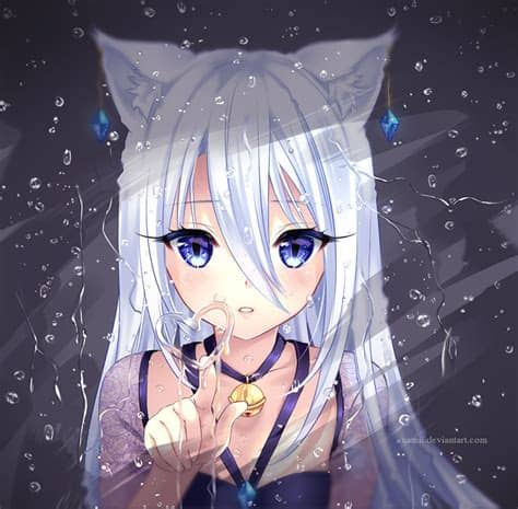 For this particular hairstyle we will draw the hair in fairly large clumps. Wallpaper : anime girls, cat ears, cat eyes, white hair ...
