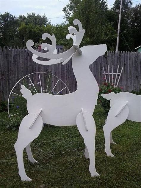 How to create rustic reindeer lawn ornaments using logs. Laser Cut Wood Reindeer Christmas Yard Art Lawn Decoration ...