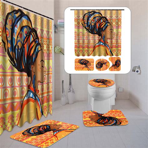 4.0 out of 5 stars. S-morebuy 1/3/4 PCS/Set Classic Sexy African American Woman Shower Curtain Mat Set for Bathroom ...