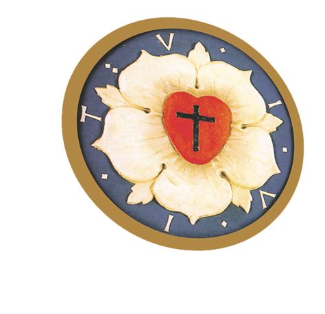 Lutherrose — lụtherrose, weiße heraldische rose, belegt mit einem roten herzen, darin ein schwarzes kreuz. Hallo Luther - Lutherrose