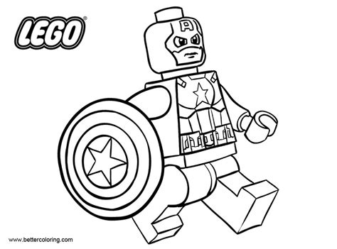 July 26th 2018 | kleurplaten. LEGO Superhero Coloring Pages Captain America Outline ...