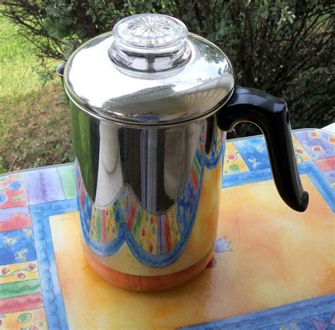 Next, fill your percolator with half water and half white vinegar. Vintage Revere Ware Stainless Copper Clad Bottom 8 Cup ...