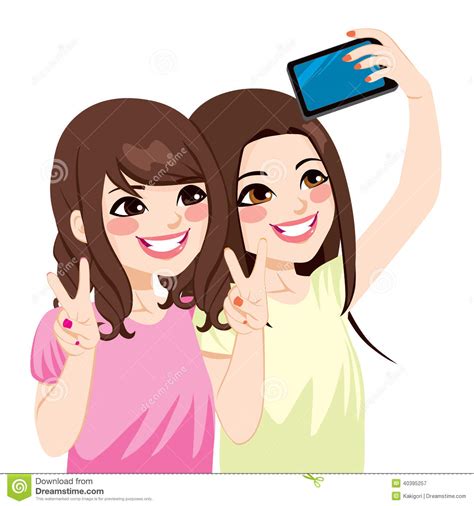 Ασιατικοί φίλοι Selfie διανυσματική απεικόνιση. εικονογραφία από ...