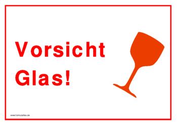 Mit hilfe dieser selbstklebenden warnetiketten vorsicht zerbrechlich! Schild, Vorsicht Glas 2 (Trinkglas) | Vorlage, Muster zum Ausdrucken