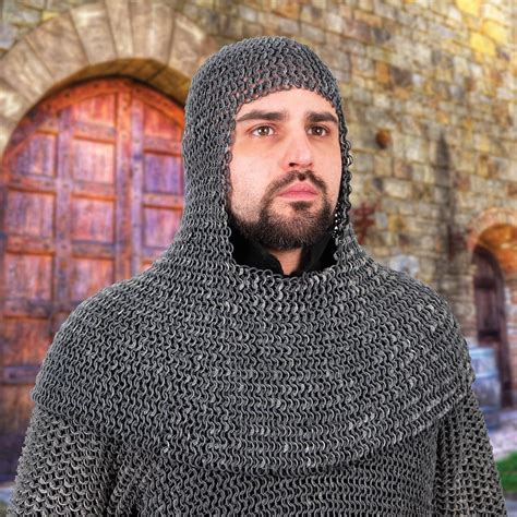 Allbeststuff aluminum chain mail shirt butted aluminum medieval aluminum chainmail. Theatrical Mail Coif Riveted Aluminum & Silicone ...